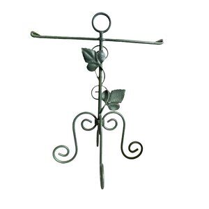 Decorative Green Metal Jewelry Holder Stand With Leaf Design